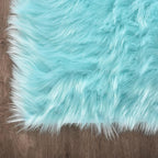Latepis Blue Round Rugs 6ft Faux Sheepskin Fur Large Circle Rug for Living Room Bedroom Fluffy Plush Furry Rug Home Décor