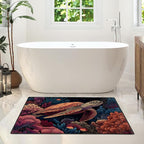 Turtle Area Rug 2x3 ft Entry Rug Washable Boho Rugs Non Slip Low Pile Floral Door Mat Small Carpet for Bedroom, Bedside, Kids Room, Office, Dining Room