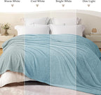 Exclusivo Mezcla Fleece Bed Blankets Queen Size, Ultra Soft, Lightweight and Fuzzy Stone Blue Blanket for Women, Home Decor, 90x90 Inches