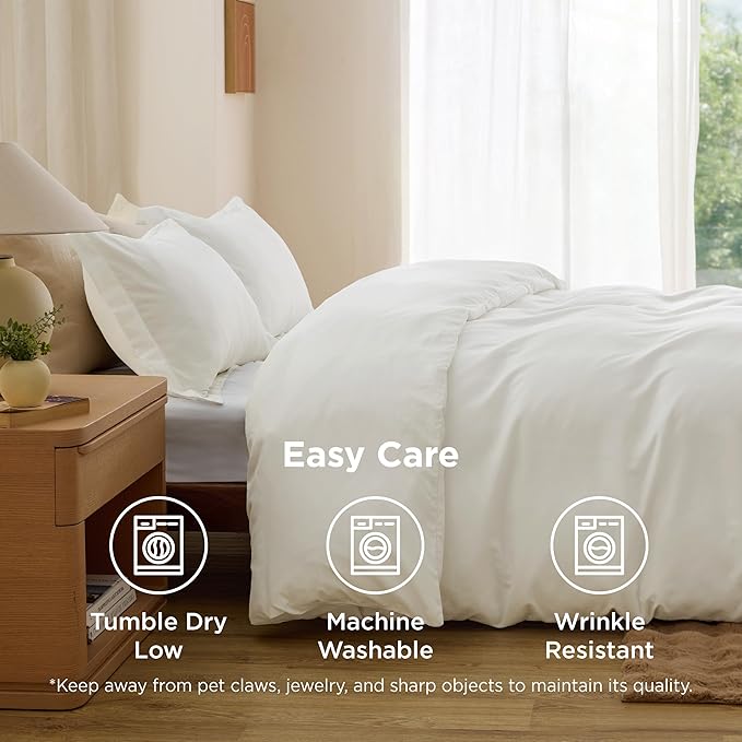 Bedsure Duvet Cover Full Size - Soft Double Brushed Bedding Set for Kids & Adults, Zipper Closure, 3 Pieces, Includes 1 Duvet Cover (80"x90") & 2 Pillow Shams, NO Comforter, Cream White