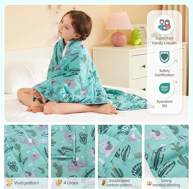 HOSUKKO Weighted Blanket - 3 lbs Green Bush Heavy Blanket - Breathable Blanket(36 * 48 inches, 3 lbs)