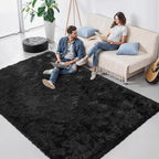 Blivonta Area Rugs for Bedroom Living Room, 4x6 Soft Large Fluffy Fuzzy Shag Plush Furry Carpet, Soft Indoor Floor Mat for Kids Nursery Home Dorm Office Decor Aesthetic, Black