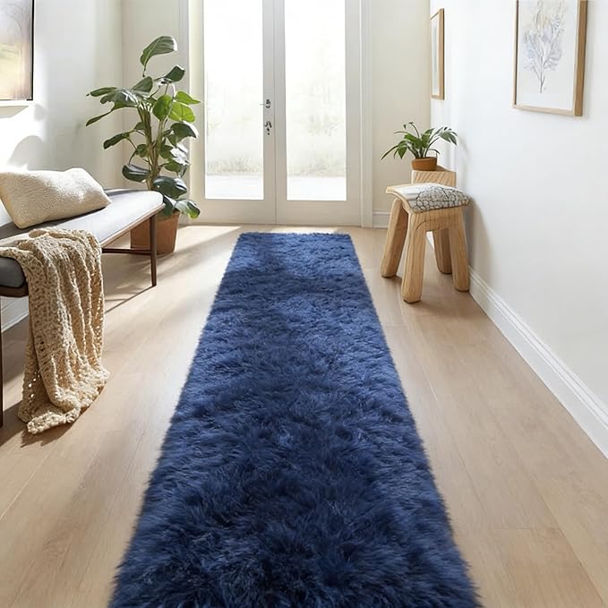 2x4 Shaggy Runner Rug, Ultra Soft Fluffy Plush Indoor Area Rug for Hallway Bedroom Living Room Kitchen Entryway, Non-Slip Modern Fuzzy Floor Carpet