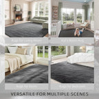 Ultra Soft Shag 8x10 Gray Area Rug – 8x10 Rugs for Living Room, Non-Slip, Fluffy Plush Large Carpet, Shaggy Furry Rug for Bedroom, Dorm, Kids and Girls Room, Nursery, Home Office Décor