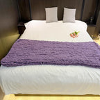 Chunky Knit Blanket Throw 40"×40", Chenille Throw Blankets, Handmade Warm & Cozy Blanket Couch Bed Home Decor, Soft Breathable Fleece Banket, Christmas for Couch Bed Sofa Best Gift (Purple)