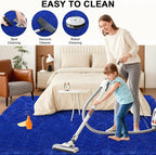 5x7 Area Rugs for Living Room Bedroom, Upgrade Non-Slip Soft Fluffy Shaggy Bedside Rug, Indoor Floor Carpet for Kids Girls and Boys Room, Dorms, Playroom, Nursery, Home Decor Aesthetic, Blue