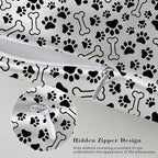 Silk Like Pillowcase for Hair and Skin Black Paw Prints and Bones 1 Pack Satin Pillowcase with Hidden Zipper Soft Breathable Smooth Cooling Pillow Cover King Size for Bedroom Sofa 20”x36”