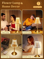 One Fire Gold Lamps Set of 2, 3 Colors Bedside Lamp Set of 2, Dimmable Bedroom Lamps Vintage Lamp,Rechargeable Nightstand Lamp, Table Lamp for Bedroom Living Room Bathroom Hotel Bar