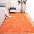 Softlife Orange Area Rug for Living Room, Fluffy Shag Plush 5x8 Rugs for Bedroom Girls, Shaggy Soft Fuzzy Kids Large Carpet for Dorm Bedside Ultra Cozy Non-Slip Indoor Decor