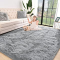 Jelymark Super Soft Shaggy Rug for Bedroom, 4x5.9 Feet Fluffy Carpet for Living Room, Fuzzy Indoor Plush Area Rug for Home Decor, Furry Floor Rugs for Dorm, Kids Nursery Rug for Girls, Grey