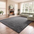 Ultra Soft Shag 8x10 Gray Area Rug – 8x10 Rugs for Living Room, Non-Slip, Fluffy Plush Large Carpet, Shaggy Furry Rug for Bedroom, Dorm, Kids and Girls Room, Nursery, Home Office Décor