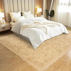 KING DARE Beige Rug for Bedroom 4x6, Fluffy Shaggy Washable Floor Area Rug, Fuzzy Furry Non-Slip Soft Plush Carpet for Living Room Playroom Kids Room Modern Aesthetic Decor