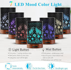 Essential Oil Diffuser - 150ML Metal Aromatherapy Diffuser for Essential Oils with 7 Colors Lights Gifts for Mom Auto Shut-Off & Ultrasonic Cool Mist Diffuser, Ambience for Home