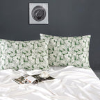 ZIMASILK 100% Pure Mulberry Silk Pillowcase for Hair and Skin Health,Both Sides 19 Momme Silk Floral Print,1pc (Standard 20''x26'',White Leaves)
