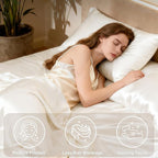 Love's cabin California King Satin Sheet Sets - 4 Piece Ivory Silky Sheets Bed Set with Deep Pocket, Luxury Silk Feel Satin Cal King Sheet Set (1 Flat Sheet,1 Fitted Sheet,2 Pillow Cases)