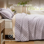Bedsure Quilts Queen Size - Purple Bedspread Queen Size & Lightweight Comforter, Modern Farmhouse Coverlet with Clover Pattern, Ultra Soft All-Season Bedding, 90 x 96 Inches | Stitch-Free Quilting, Ultra Soft, Lightweight, Machine Washable, Pet-Friendly