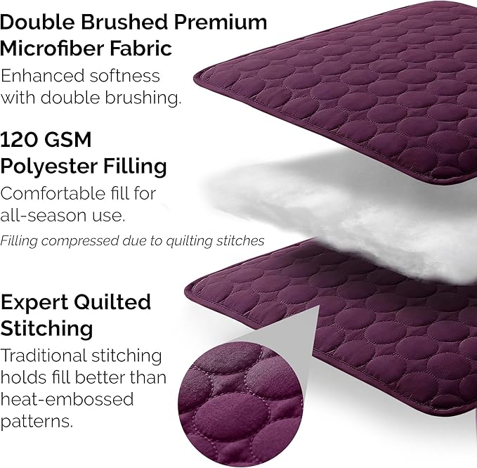 Southshore Fine Living, Inc. Oversized Bedding Quilt, Lightweight Bedding, Twin XL Bedspread, Soft Coverlet 2-Piece Set with One Matching Quilted Pillow Sham, All Season Twin/XL Quilt Set, Purple