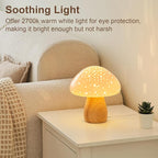 BOHON Mushroom Lamp, Ceramic Bedside Table Lamp for Bedroom Nightstand, Vintage Cute Night Light, Small Lamp for Living Room Kids Desk Home Decor Girls, LED Bulb Included, Pink