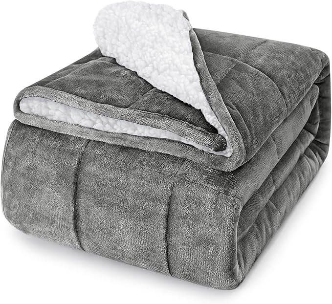 yescool Weighted Blanket for Adults (15 lbs, 48" x 72", Light Gray) Heavy Blanket for Sleeping Perfect for 140-160 lbs, Twin Size Breathable Blanket with Premium Glass Bead, Machine Washable