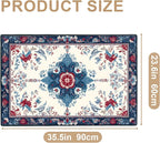 Area Rug 2x3 ft Entry Rug Washable Boho Rugs Non Slip Low Pile Floral Door Mat Small Carpet for Nursery, Bedroom, Bedside, Kids Room, Office, Dining Room
