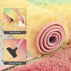 Pink-Cyan Area Rugs 4x6 Feet Rug for Bedroom Living Room, Cute Indoor Gradient Carpets, Plush Soft Rug for Kids Room, Fluffy Rugs for Girls Boys Nursery Room Home Decor