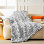 Ultra Soft Chunky Knit Throw Blanket 40x50 Hand Knitted Warm Chenille Throw Blanket, Home Decor Soft Thick Yarn Cable Knit Blanket Breathable Fleece Banket Christmas for Couch Bed Sofa Best Gift