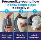 Sidney Sleep Mini Travel Size Neck Pillow - Knee, Back Lumbar and Support - Small Curved Pillow - 14 x 19 Inches - Adjustable Loft - Washable - Drawstring Backpack Included (Mini - Grey)