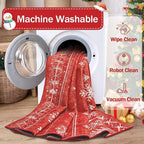 XLUEZ Christmas Area Rug 6x9 Living Room Rugs, Machine Washable Boho Christmas Tree Snowflake Rug Non-Slip Soft Low Pile Holiday Indoor Rugs for Bedroom Kitchen Dining Room Office(Xmas Red, 6'x9')