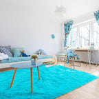 Noahas Fluffy Teal Blue Area Rugs for Bedroom Living Room,4x5.3 Feet Thick Shag Throw Floor Carpet,Soft Shaggy Non-Slip Plush Dorm Nursery Kids Rug Home Decor Aesthetic