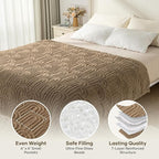 Cottonblue Jacquard Weighted Blanket for Adults 15 lbs Queen Size, Cozy Fluffy Sherpa Fleece Weighted Throw Blankets 60" x 80" for Sleep Relax, Fuzzy Warm Arch Heavy Blanket Soft for Bed Couch, Khaki