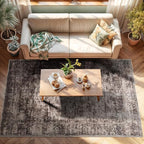 CRYPTOLITE Rugs for Living Room, 9x12 Large Area Rugs Ultra Soft Washable, Vintage Boho Faux Wool Carpet for Dining Room, Bedroom, Office, Home Decor (Brown)