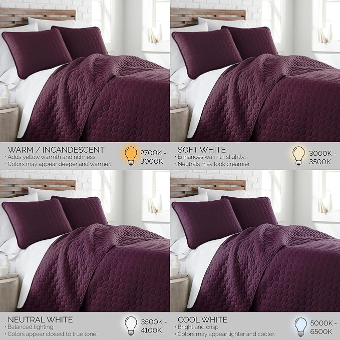 Southshore Fine Living, Inc. Oversized Bedding Quilt, Lightweight Bedding, Twin XL Bedspread, Soft Coverlet 2-Piece Set with One Matching Quilted Pillow Sham, All Season Twin/XL Quilt Set, Purple