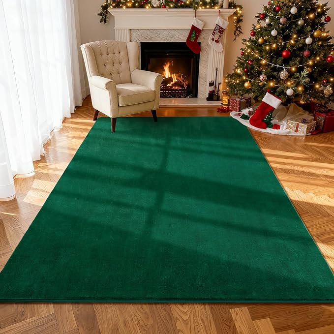 Andecor Shag Area Rug Fluffy Carpets, 5x7 Green Washable Living Room Bedroom Rugs, Soft Fuzzy Indoor Rugs for Dorm Boys Girls Kids Room Nursery Home Decorations