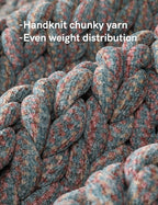 YnM Chenille Weighted Blanket, Handmade Chunky Knitted Design, Soft and Cozy, Temperature Regulating and Breathable, Machine Washable Throw for Sleep or Home Decor (Red Blue, 50x60 Inch, 10lbs)