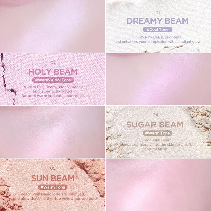 lilybyred Luv Beam Glow Veil | Korean Heart-Shaped Highlighter, Illuminating Shimmer, Radiant Glow, Silky Powder Texture, Buildable & Blendable, Lightweight & Long-Lasting, 0.11 oz. (03 Sugar Beam)