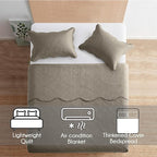 IR Imperial Rooms Queen Quilt Bedding Set Size (90" x 96") + 2 Pillow Shams (20" x 26"+ 2") - 3 Pcs All Season Lightweight Reversible Microfiber Coverlet Floral Embossed Quilt Bedspread (Beige)