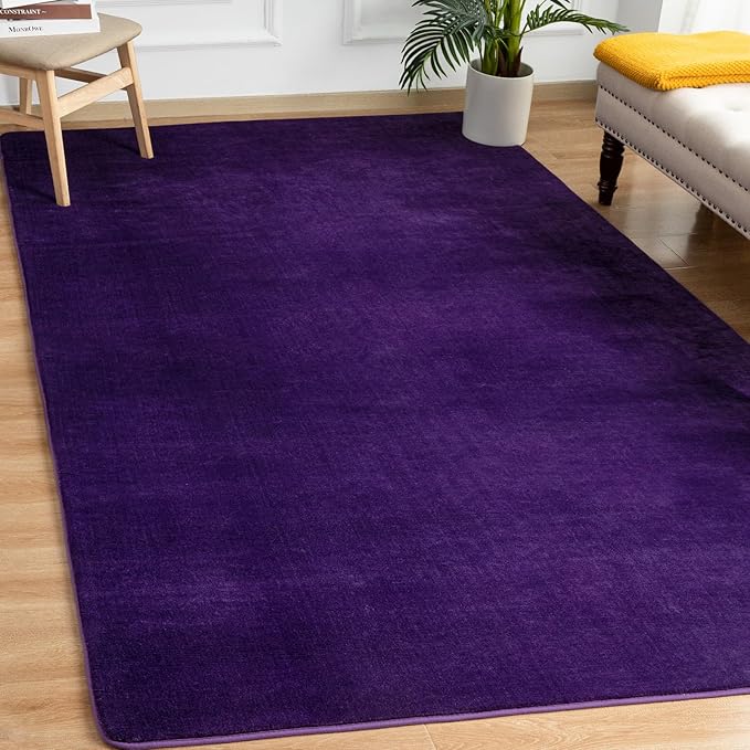 Andecor Shag Living Room Area Rug, 6x9 Purple Washable Fuzzy Bedroom Rugs, Soft Fluffy Indoor Carpets for Dorm Boys Girls Kids Room Nursery Home Decorations