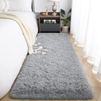 Jelymark Super Soft Shaggy Rug for Bedroom, 2x6 Feet Fluffy Carpet for Living Room, Fuzzy Indoor Plush Area Rug for Home Decor, Furry Floor Rugs for Dorm, Kids Nursery Rug for Girls, Grey