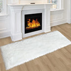 Fluffy White Faux Fur Rug Runner 2x6 ft, Soft Faux Sheepskin Rug White Furry Carpet for Living Room Bedroom Luxury Room Decor, Washable Plush Runners for Bedside Nursery Playroom Fur Carpet
