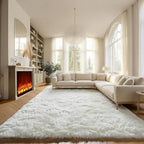 ONASAR Cream White 8x10 Area Rugs for Living Room, Large Fluffy Shag Bedroom Rug, Ivory Soft Plush Thick Shaggy Big Floor Carpet for Kids Boy and Girls Teen Dorm Nursery Indoor Home Decor