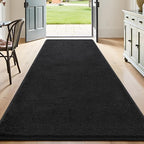 Keeko 2x8 Long Runner Rug, Black Bedroom Bedside Runner Rug Living Room Carpet Area Throw Rugs for Hallway Soft Indoor Memory Foam Rugs for Teen Kids Classroom Nursery Dorm Laundry Room Decor