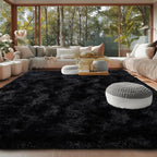 Black Rugs for Bedroom 9x12 ft Large - Ultra Soft Faux Fur Area Rug - Plush Non-Slip Shaggy Carpet for Living Room, Cozy Fluffy Rug for Kids Boys Girls Dorm Nursery Room, High Pile Floor Carpet