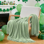 inhand Basil Green Throw Blanket for Couch Bed,St. Patrick’s Day Lucky Spring Gifts Throw for Men Women,Chunky Chenille Woven Soft Warm Blanket,Boho Farmhouse Cozy Decor,60"x80",Medium Thick,