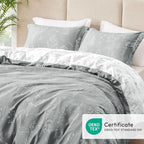 Love's cabin Grey Full Size Comforter Set - Full Comforter Set, 3 Pieces Cute Floral Bedding Sets for All Seasons,1 Soft Reversible Botanical Flowers Comforter and 2 Pillow Shams