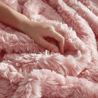 Hyde Lane Blush Pink Throw Blanket for Couch Sofa, Reversible Ultra Soft Faux Fur Fluffy Fuzzy Throw Blankets - 60x80 Rose Gold