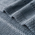 RECYCO Cable Knit Dusty Blue Throw Blanket for Couch, Super Soft Warm Cozy Decorative Knitted Throw Blanket 2.3LB for Bed, Sofa, Chair 50"x60"