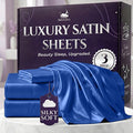 SLEEP SANCTUARY Satin Sheets Twin Size – 3 Piece Luxury Silky Bed Set, Softer Than Silk, 15" Deep Pocket, Cooling & Wrinkle-Free, Moisture-Wicking & Breathable for Hair & Skin (Blue)