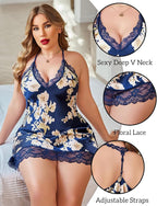 Avidlove Women Lingerie Plus Size Satin Lace Chemise Nightgown Sexy Full Slips Sleepwear L-4XL
