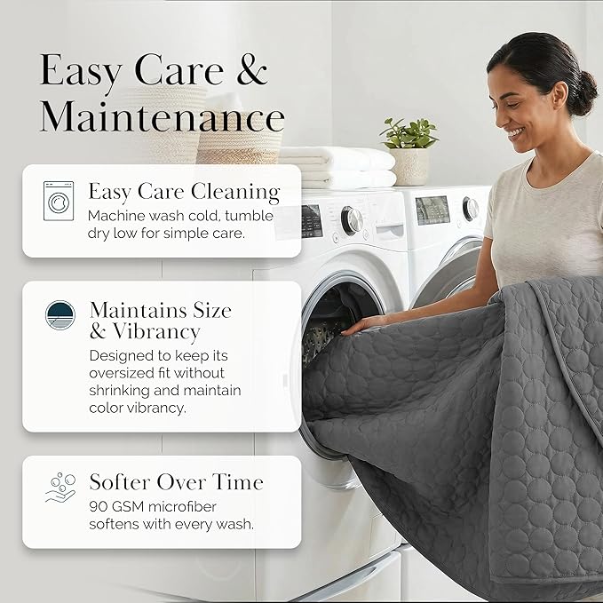 Southshore Fine Living, Inc. Oversized California King Quilts Bedding Set, Lightweight Quilt, Soft Coverlet, 3-Piece Bedspread Set with Two Matching Quilted Pillow Shams, King/California Size, Slate