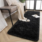 Jelymark Super Soft Shaggy Rug for Bedroom, 2x6 Feet Fluffy Carpet for Living Room, Fuzzy Indoor Plush Area Rug for Home Decor, Furry Floor Rugs for Dorm, Kids Nursery Rug for Girls, Black